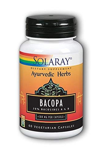 Solaray Bacopa Ayurvedic Herbs 100 mg Capsules, 60 Capsules, 2 Pack