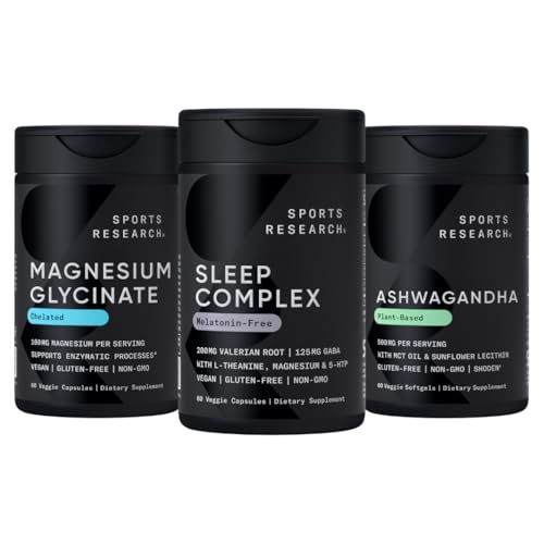 Sports Research De-Stress & Sleep Bundle Magnesium Glycinate & Ashwagandha, 210 Capsules