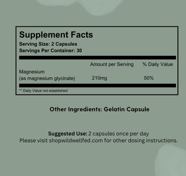 Wild + Well-Fed Magnesium Glycinate Capsules 60 Count