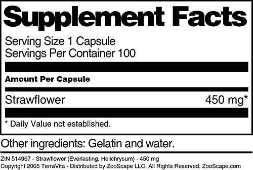 Terravita Strawflower (Everlasting, Helichrysum) - 450 mg 100 Capsules