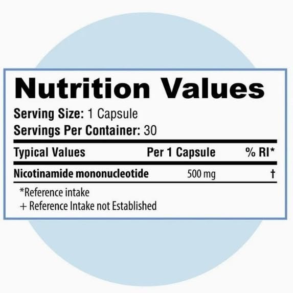 Eververdant NMN 500mg Capsules Nicotinamide Mononucleotide Supplement, 30 Capsules