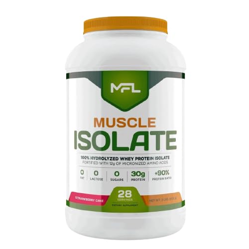 MUSCLE FOOD LABS MFL 100% Pure Isolate Protein Powder, Strawberry Cake, 32 Servings