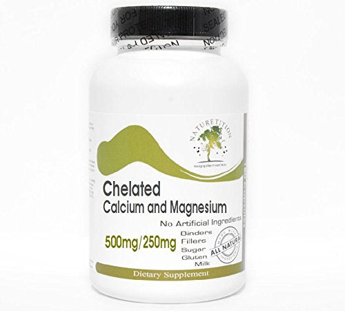 Naturetition Supplements Chelated Calcium 500mg and Magnesium 250mg, Capsules, 200 Capsules