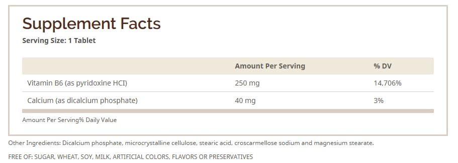 Windmill Vitamin B-6 250 mg Tablets, 60 Tablets