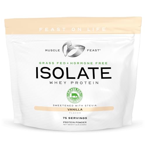 Muscle Feast Grass-Fed Whey Protein Isolate Powder Vanilla & Chocolate, 5 lb Each, 160 Servings