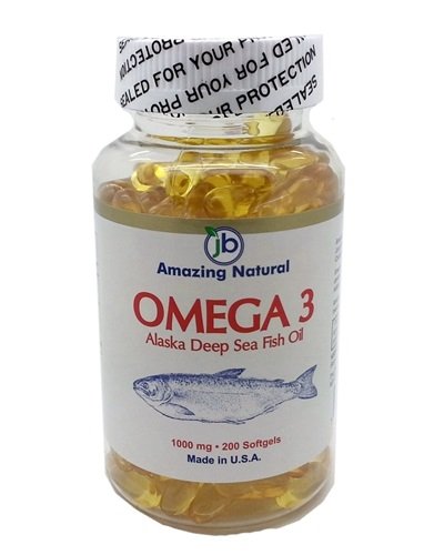 Amazing Natural Omega 3 Deep Sea Fish Oil 1000 mg Softgels, 200