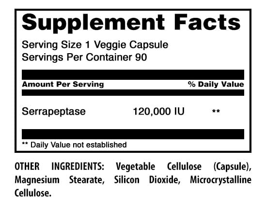Amazing Nutrition Serrapeptase 120,000 iu Supplement Capsules 90 Count