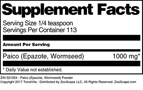 Terravita Paico Epazote Wormseed Powder 4 oz Pack of 3 (12 oz total)