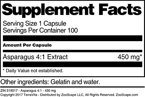 Terravita Asparagus 4:1-450 mg Capsules, 100 Count