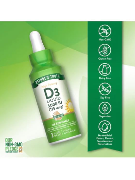 Nature's Truth Vitamin D3 5000 IU Capsule, 8 Capsules