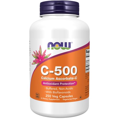 NOW Foods Vitamin C-500 Calcium Ascorbate-C Veg Capsules, 250 Capsules