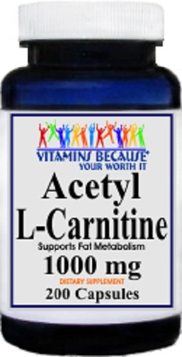 Vitamins Because Acetyl L-Carnitine 1000 Mg 200 Capsules
