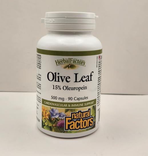 Natural Factors Olive Leaf 500 mg Capsules, 90 Count