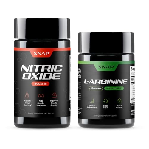 Snap Supplements Nitric Oxide Booster + L Arginine Capsules, 150 Capsules