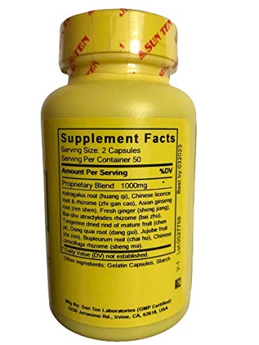 Sun Ten Ginseng & Astragalus Combination Capsules Bu Zhong Yi Qi Tang, 100 Capsules