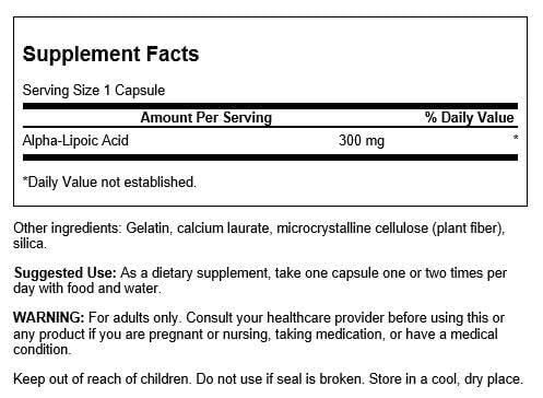 Swanson Alpha Lipoic Acid 300 mg Capsule, 120 Count