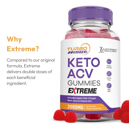 Justified Laboratories Turbo Ripped Keto ACV Gummies Extreme (2000 mg) 60 Count