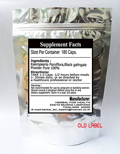 Generic Kaempferia Parviflora-Black Ginger-Black Galangal-krachai Dum in Thai 500 Mg Caplets, 180 Count