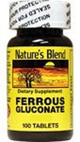 NATIONAL VITAMIN COMPANY INC Nature's Blend Ferrous Gluconate Tablets 325 mg, 100 Count (2 Pack)