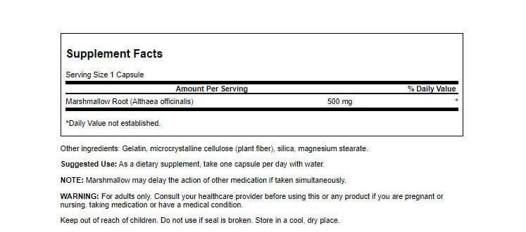 Swanson Marshmallow Root 500 mg Capsules 90 Count