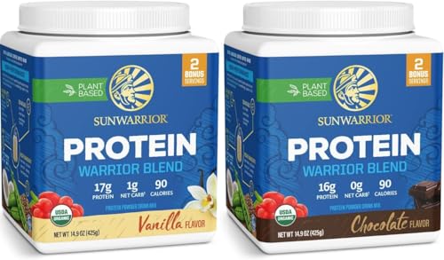 Sunwarrior Chocolate & Vanilla Organic Plant Based Protein Powder Set, 29.8