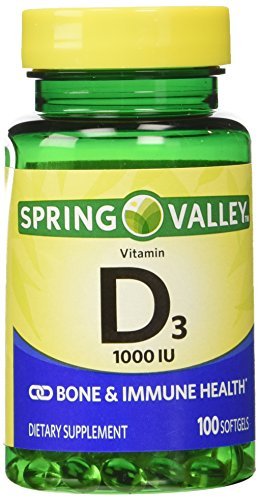 Spring Valley Vitamin D3 1000 IU Softgels, 100 Count