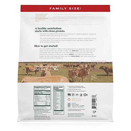Natural Force Grass Fed Organic Whey Protein Powder Vanilla Flavor, 112 Servings
