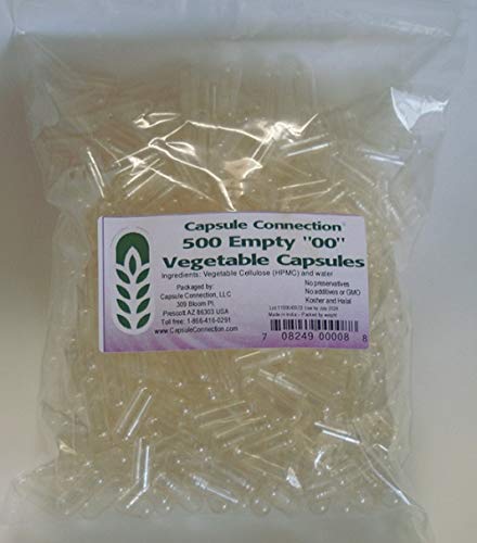Capsule Connection Empty Vegetable Capsules '00' Size, 500 Count