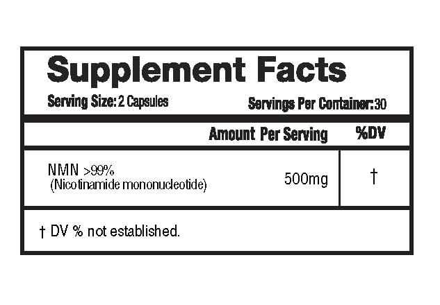 1LifeScience NMN500 Nicotinamide Mononucleotide Supplement Capsule, 60 Veg Capsules