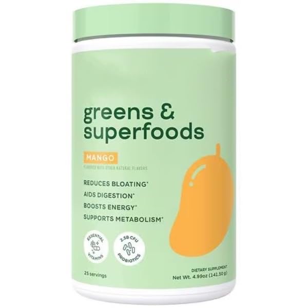 Generic Super Greens & Superfoods Powder, Mango Flavor, 5.34