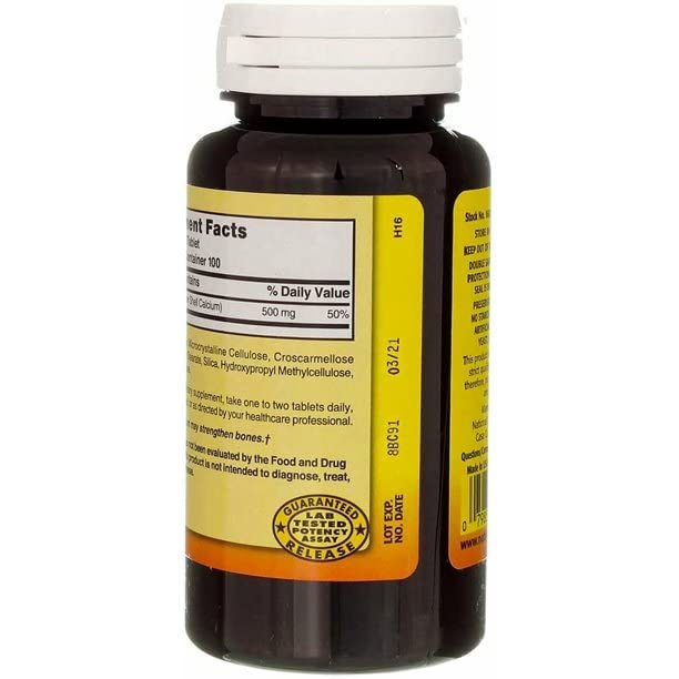Nature's Blend Oyster Shell Calcium 500mg with Vitamin D3, 100 Tablets