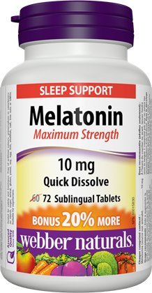Webber Naturals Melatonin Easy Dissolve Sublingual Tablets 10 mg, 72 Tablets
