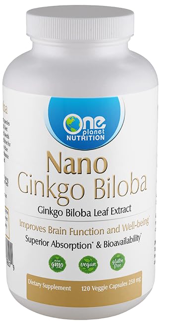 One Planet Nutrition Nano Ginkgo Biloba 250 mg Capsules, 120 Count