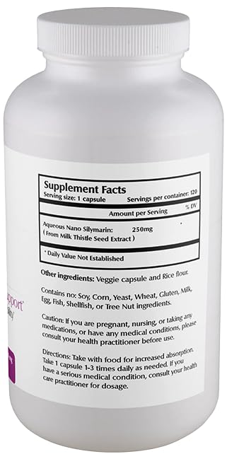 One Planet Nutrition Nano Particle Size Silymarin Capsules 250 mg, 120 Count