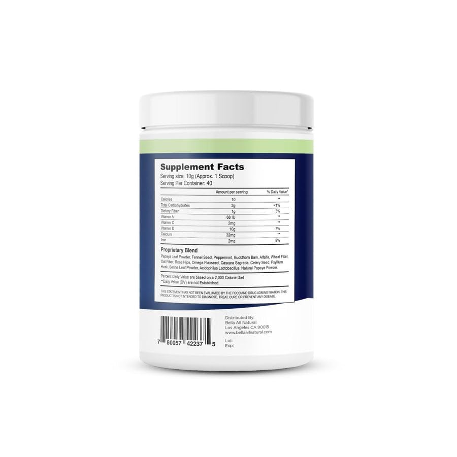 Bella All Natural Extreme Detox Powder Papaya 14.1 Ounce