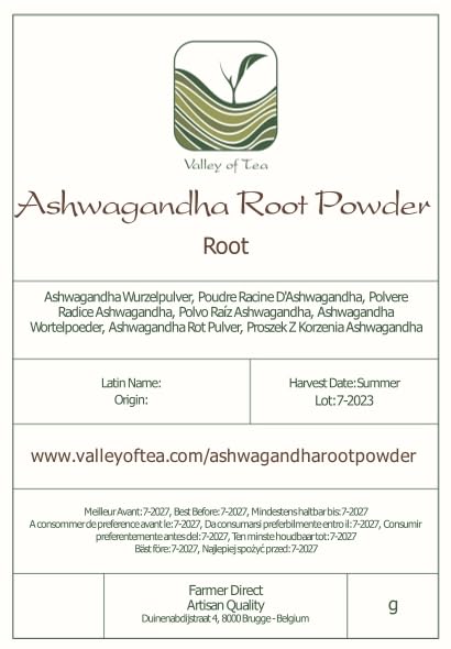 Valley of Tea Ashwagandha Organic Root Powder 0.0353