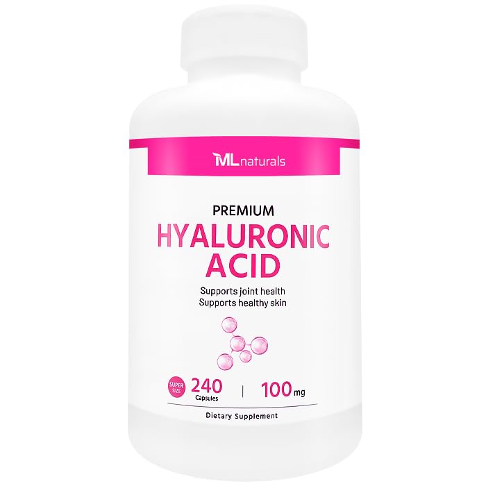 ML Naturals Hyaluronic Acid 100mg (Per Serving), Non-GMO, 240 Capsules