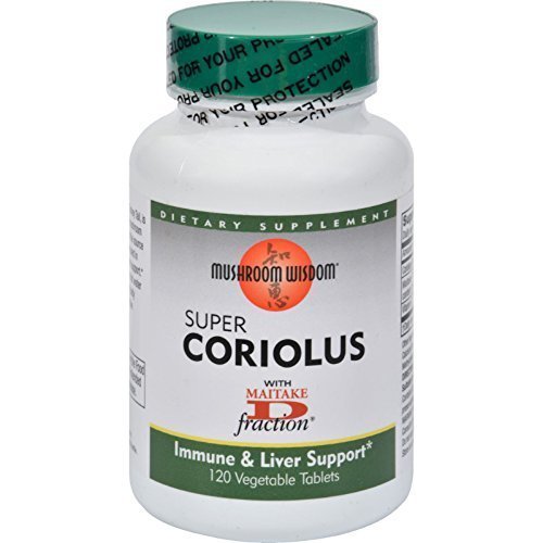 Mushroom Wisdom Super Coriolus with Maitake D Fraction Tablets, 2 Count