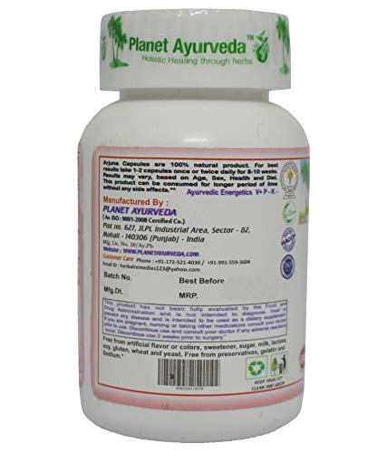 Planet Ayurveda Arjuna 500mg Veg Capsules, 0.04 Ounce