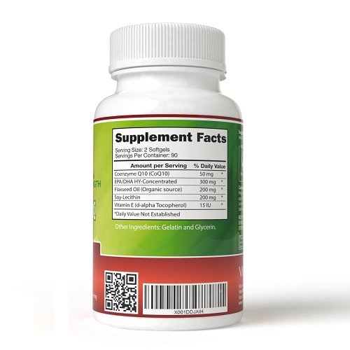 VitaVita Extra Strength CoQ10 Complex with EPA/DHA, Lecithin, Flaxseed & Vitamin E Softgels, 180