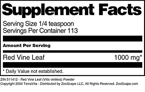 Terravita Red Vine Leaf (Vitis vinifera) Powder, 12 oz