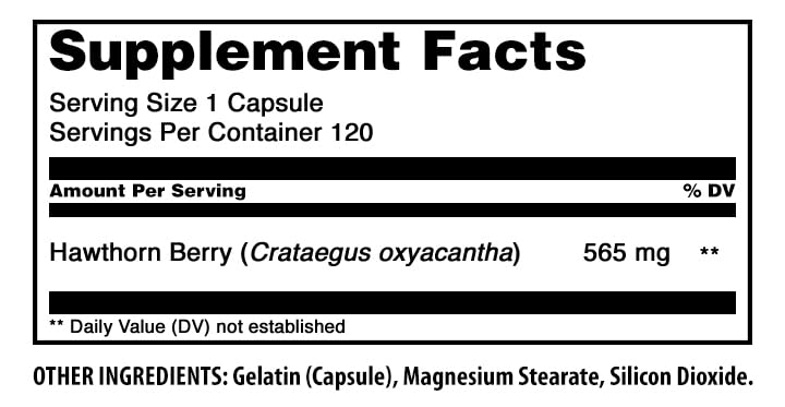 Amazing Nutrition Hawthorn Berries Supplement Capsule 120 Count
