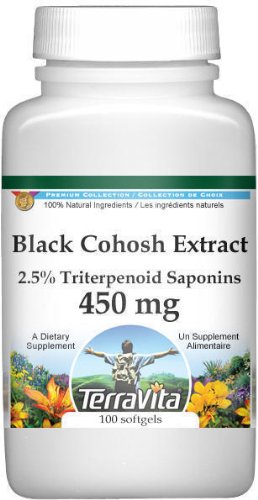 Terravita Extra Strength Black Cohosh Extract (2.5% Triterpenoid Saponins) 450 mg Capsules, 100 Count
