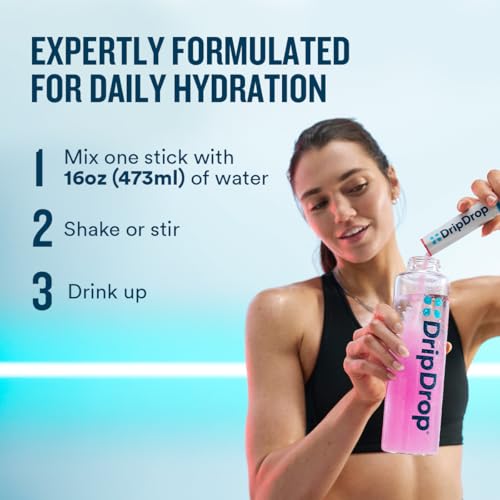 DripDrop Hydration Zero Sugar Plus Electrolyte Packets Powder, 16 Count (Pack of 2)