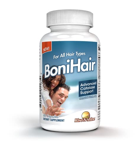 Rise-N-Shine BoniHair Catalase Supplement for Vibrant, Youthful Hair Support - 10,000 IU Catalase with Saw Palmetto, Biotin, Fo-Ti, PABA, 180 Capsules