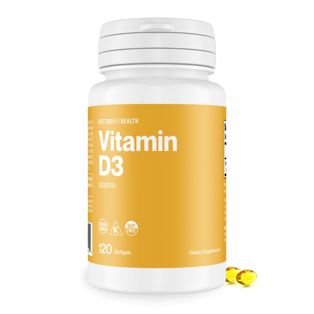 Better Way Health Vitamin D3 5000 IU Softgel, 120 Softgels