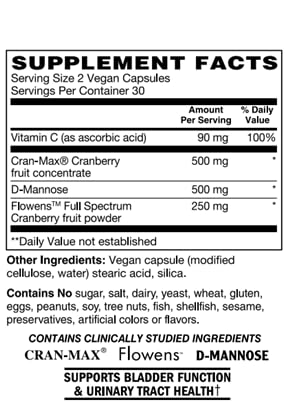 AlchePharma Advanced Urinary Care Supplement Flowens Cranberry Extract Blend Capsule 60 Count