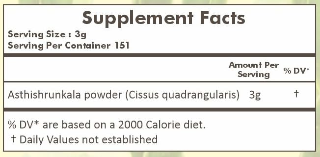 Herbal Hills Asthishrunkala Cissus Quadrangularis Powder 16 oz