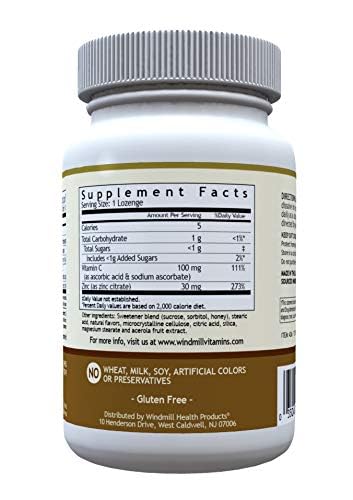 Windmill Zinc Lozenges with Vitamin C, 60 Count