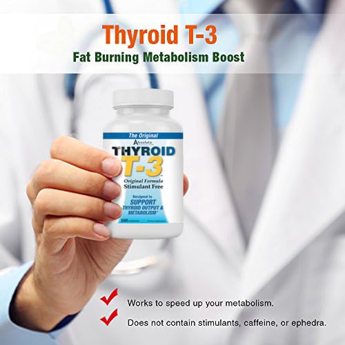 Absolute Nutrition Thyroid T-3 Radical Metabolic Booster, Energy & Focus Unflavored Thyroid Support Formula Capsules, 180 Capsules
